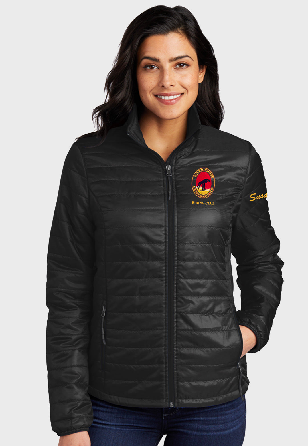 River Chase Equestrian Center Port Authority® Packable Puffy Jacket - Ladies + Mens, Black