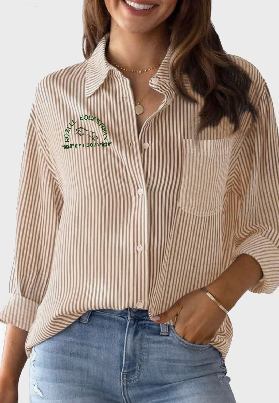 Rozell Equestrian Long Sleeve Blouse with Pocket