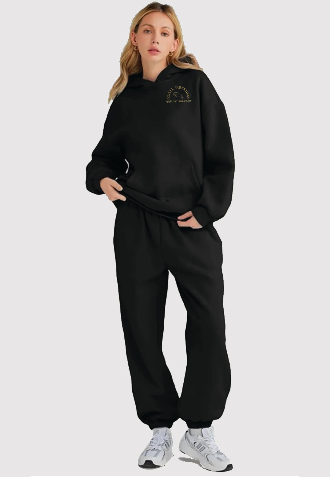 Rozell Equestrian 2-PIECE LOUNGE HOODIE OVERSIZED SWEATSUIT SET, 2 Color Options