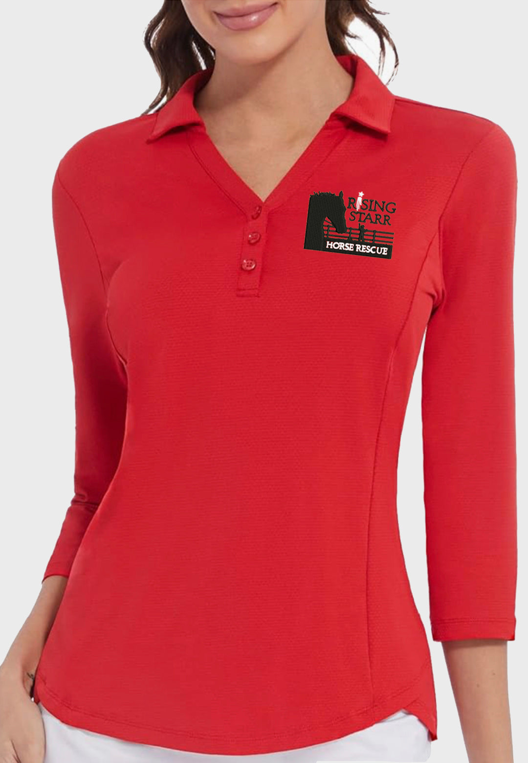 Rising Starr Ladies 3/4 sleeve golf shirt, 2 color options