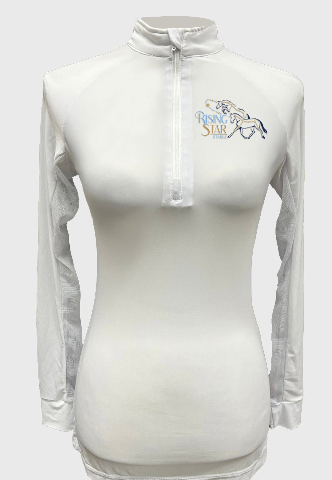 Rising Star Stable IAH Custom LS Solid White Sun Shirt, Adult Sizes + Youth Sizes