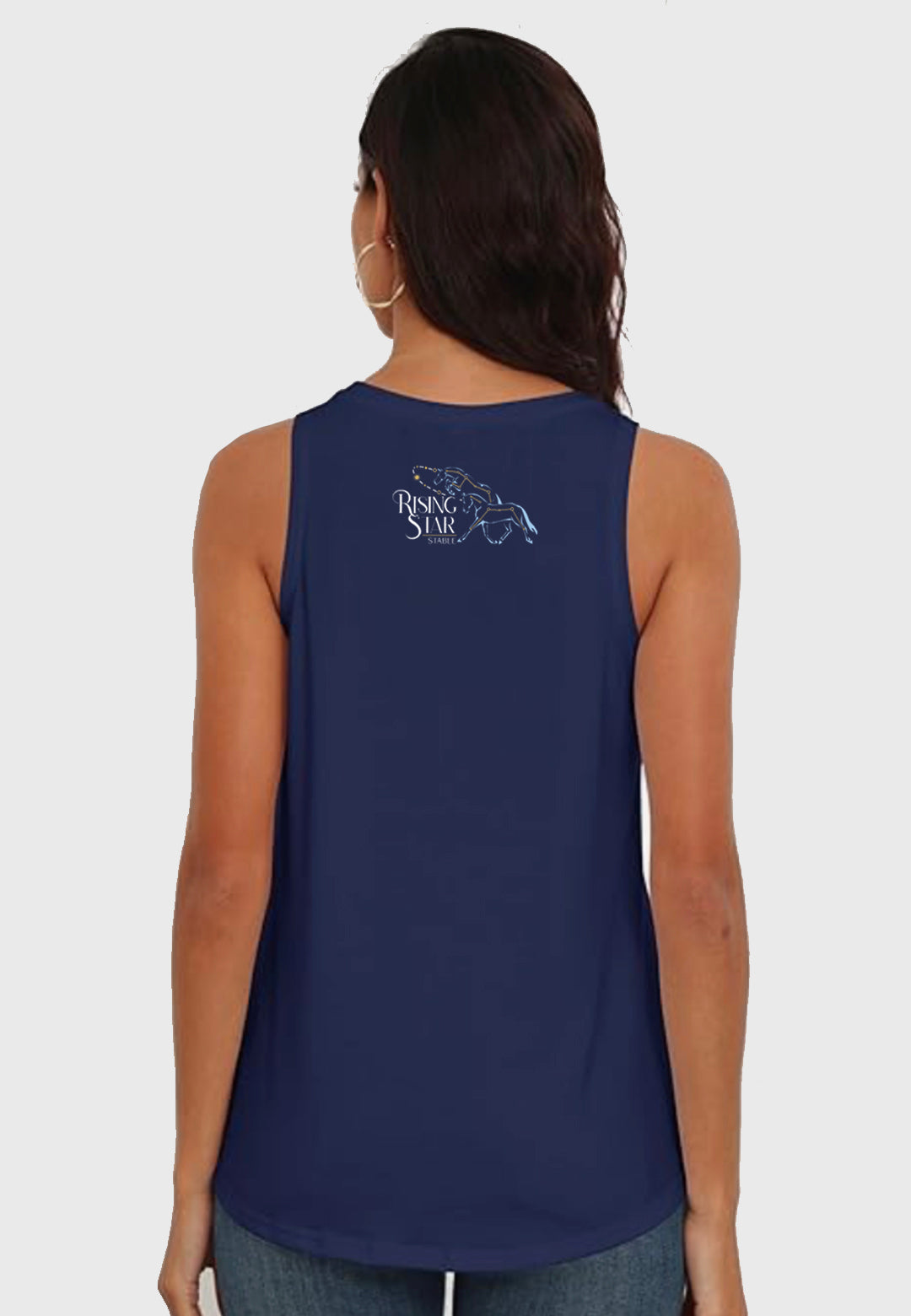 Rising Star Stable Smile Fish Women Crewneck Flowy Loose Fit Tank Top, 2 Color Options