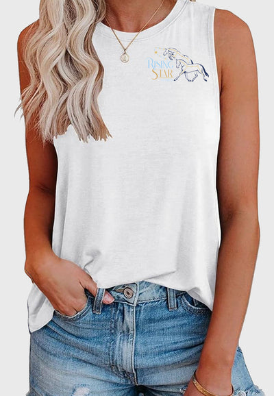 Rising Star Stable Smile Fish Women Crewneck Flowy Loose Fit Tank Top, 2 Color Options