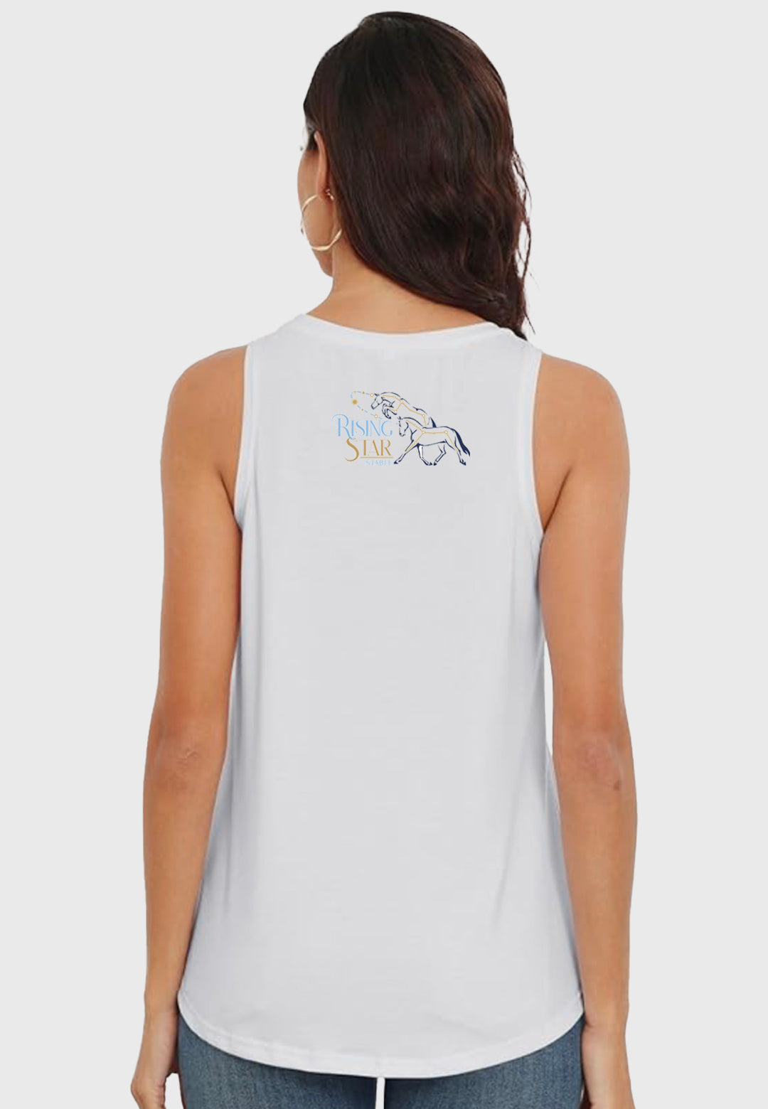 Rising Star Stable Smile Fish Women Crewneck Flowy Loose Fit Tank Top, 2 Color Options