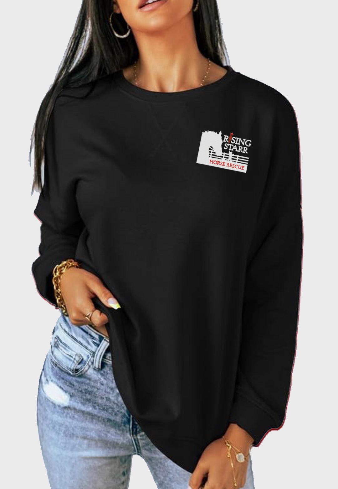 Rising Starr Dokotoo Ladies Casual Crew Neck Sweatshirt, 2 Color options