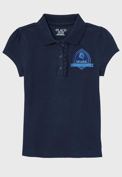 Spark Equestrian Academy The Children's Place Girls' Short Sleeve Ruffle Pique Polo, 2 Color Options