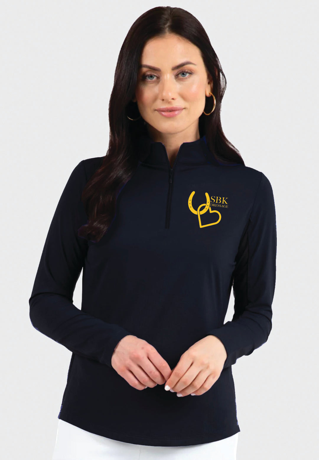 SBK Dressage IBKÜL's Ladies Long Sleeve Zip Mock Neck - Black