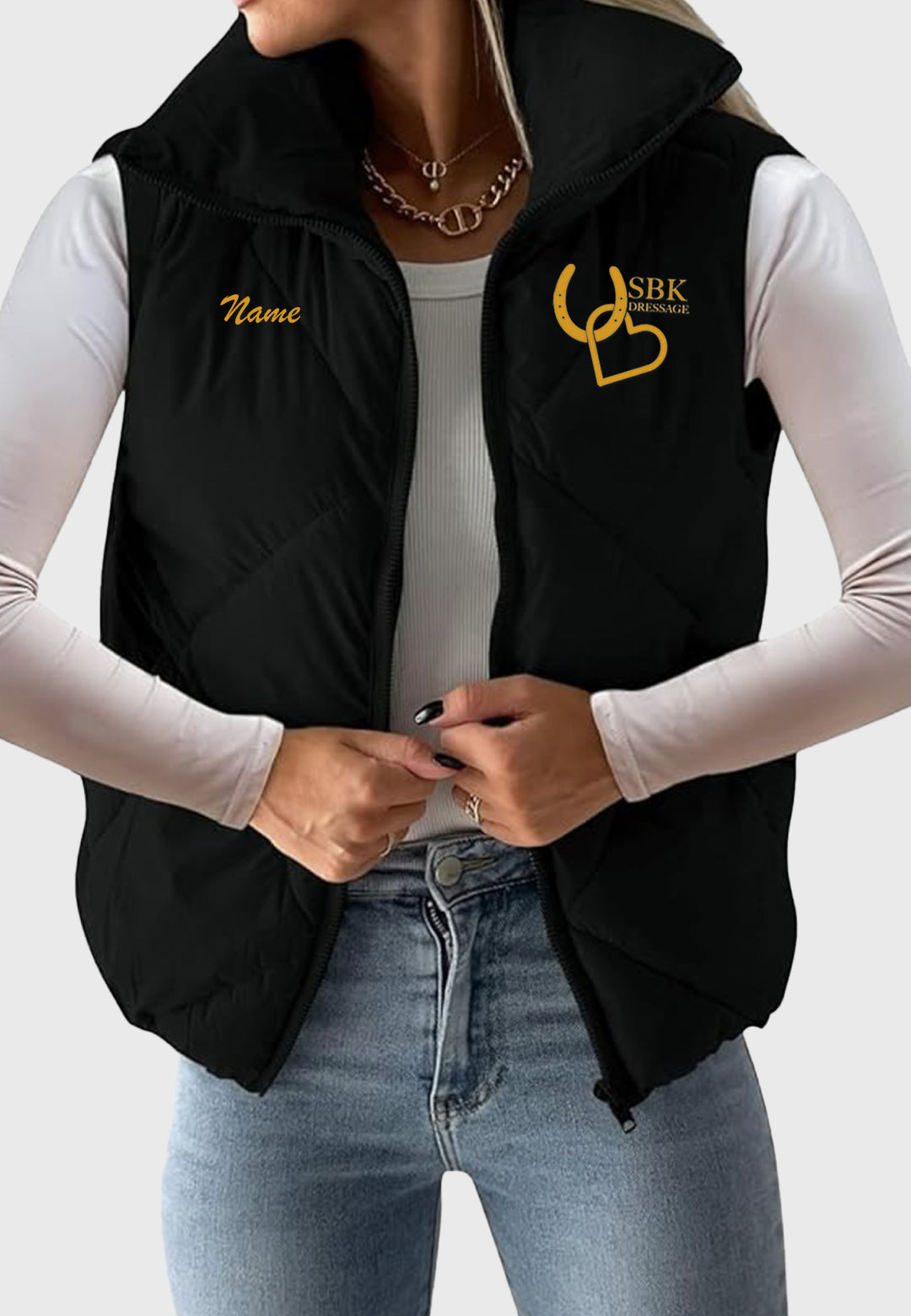 SBK Dressage Womens Quilted Cropped Puffer Vest