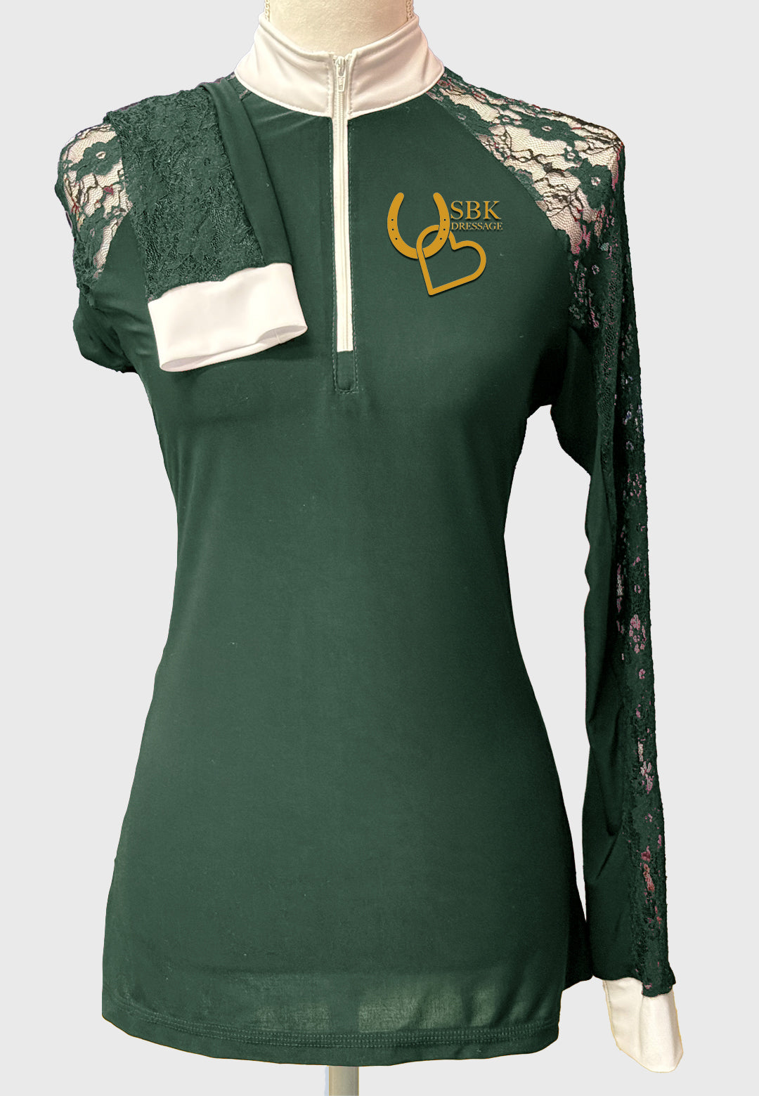 SBK Ladies Hunter Green Lace Show Shirt - Long/Short Sleeves