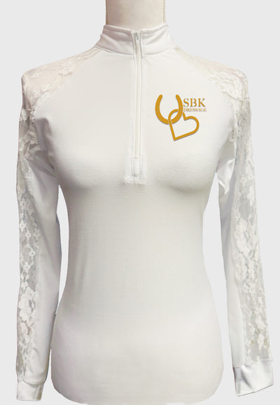 SBK Ladies White Lace Show Shirt - Long/Short Sleeves