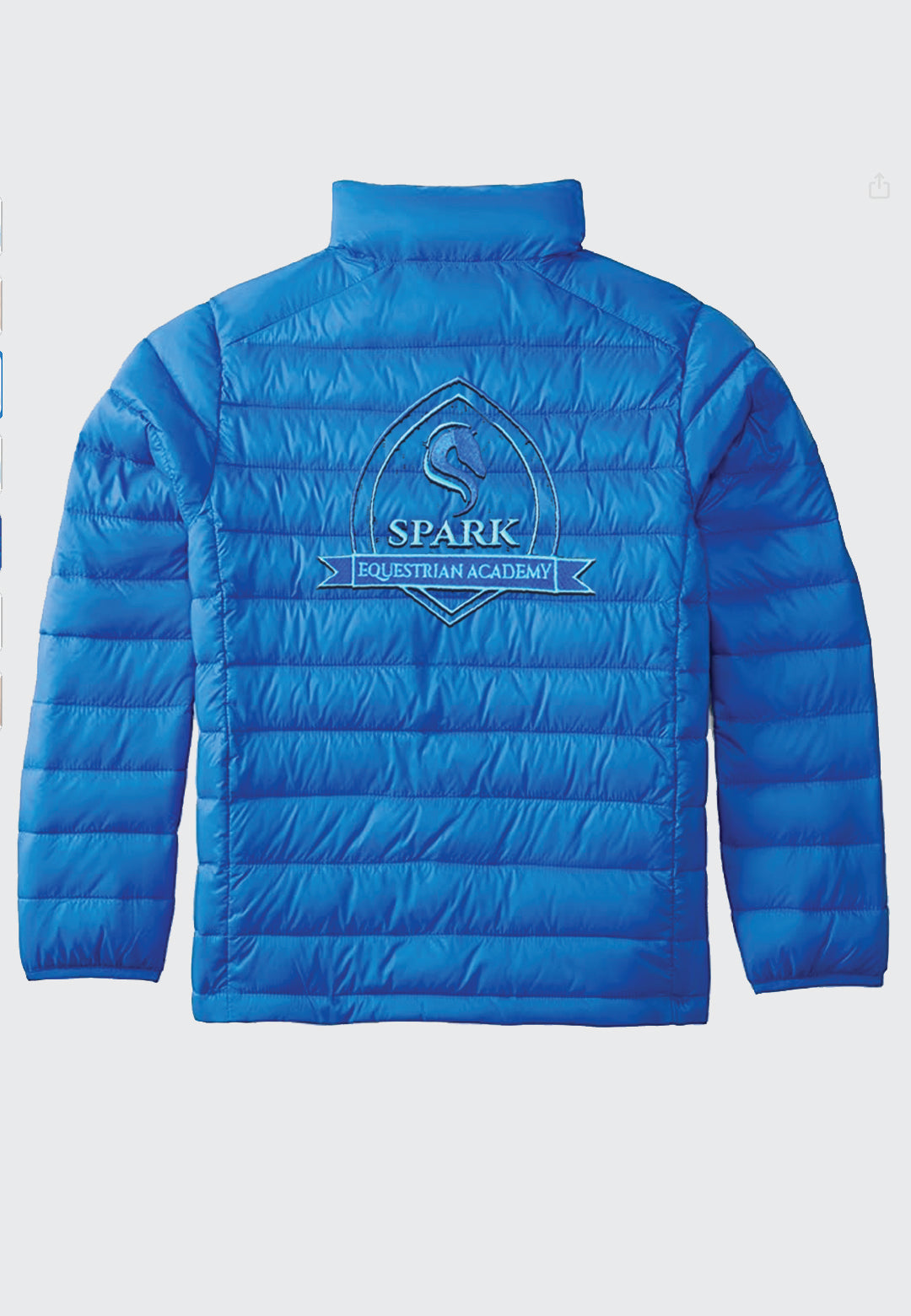 Spark Equestrian Academy Essentials Youth Lightweight Water-Resistant Packable Puffer Jacket, 2 Color Options