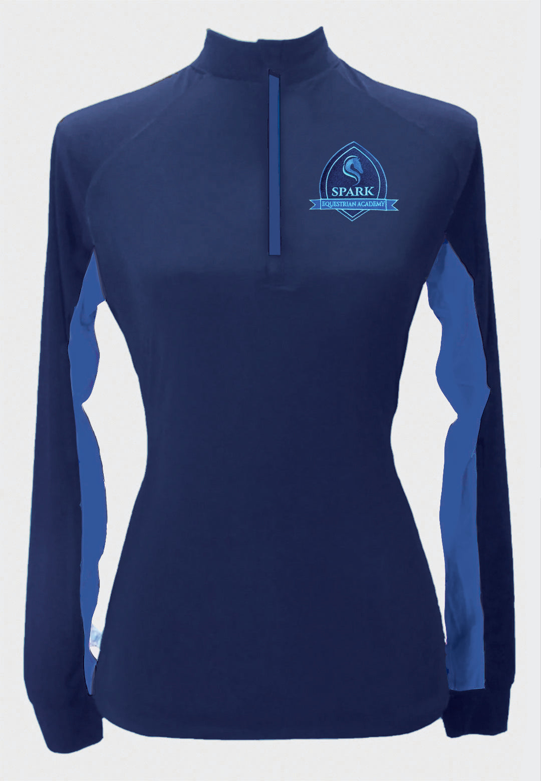 Spark Equestrian Academy  LS Custom Sun Shirt With contrasting Accents, Adult + Youth Sizes, 2 Color Options