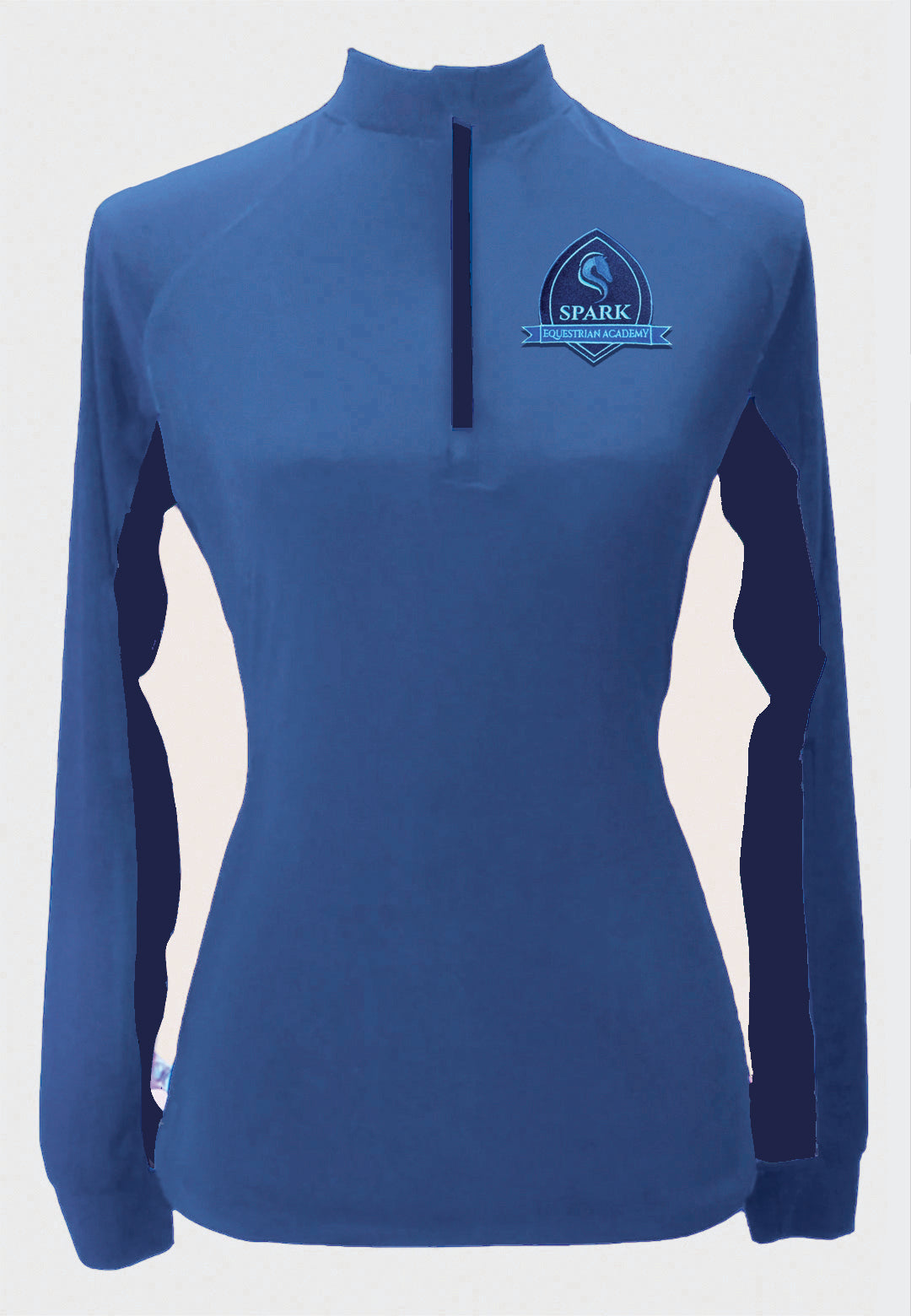 Spark Equestrian Academy  LS Custom Sun Shirt With contrasting Accents, Adult + Youth Sizes, 2 Color Options