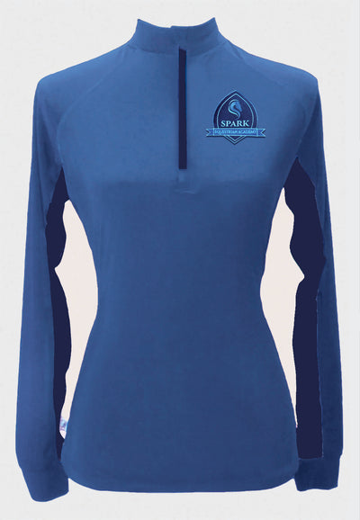 Spark Equestrian Academy  LS Custom Sun Shirt With contrasting Accents, Adult + Youth Sizes, 2 Color Options