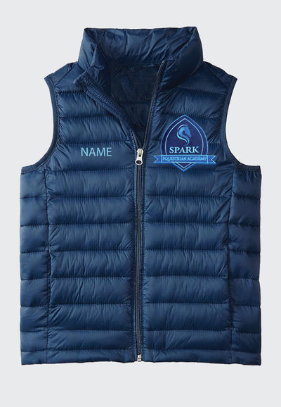 Spark Equestrian Academy Essential youth Lightweight Water-Resistant Packable Puffer Vest, 2 Color Options