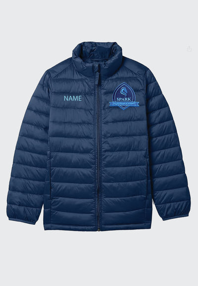 Spark Equestrian Academy Essentials Youth Lightweight Water-Resistant Packable Puffer Jacket, 2 Color Options