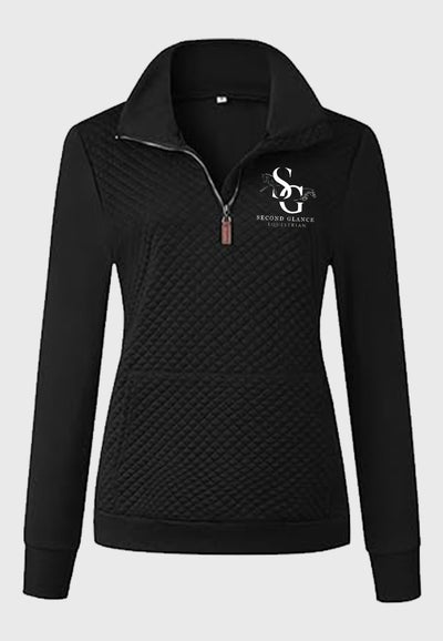 Second Glance Equestrian BTFBM Ladies Quilted 1/4 Zip Sweatshirt, 2 Color Options