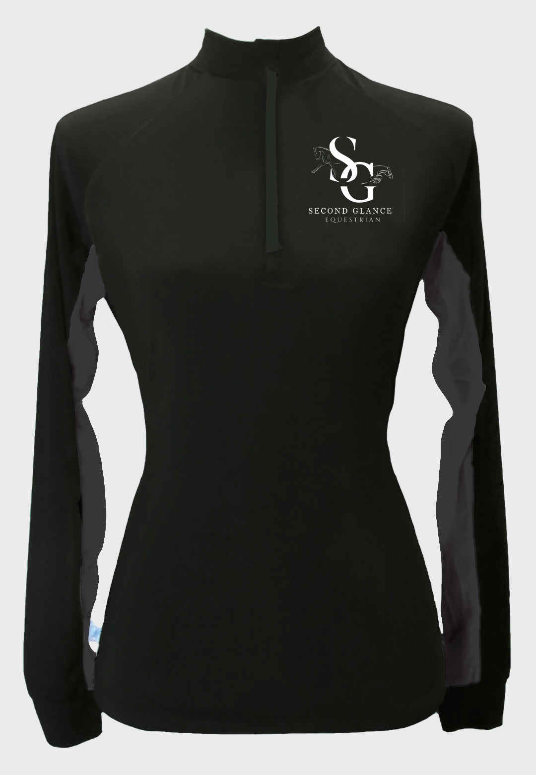 Second Glance Equestrian IAH Custom Solid Black Sun Shirt, Adult Sizes + Youth Sizes