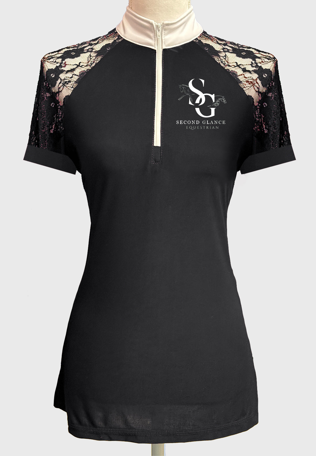 Second Glance Equestrian Lace Short Sleeve Show Shirt - Ladies + Youth Sizes