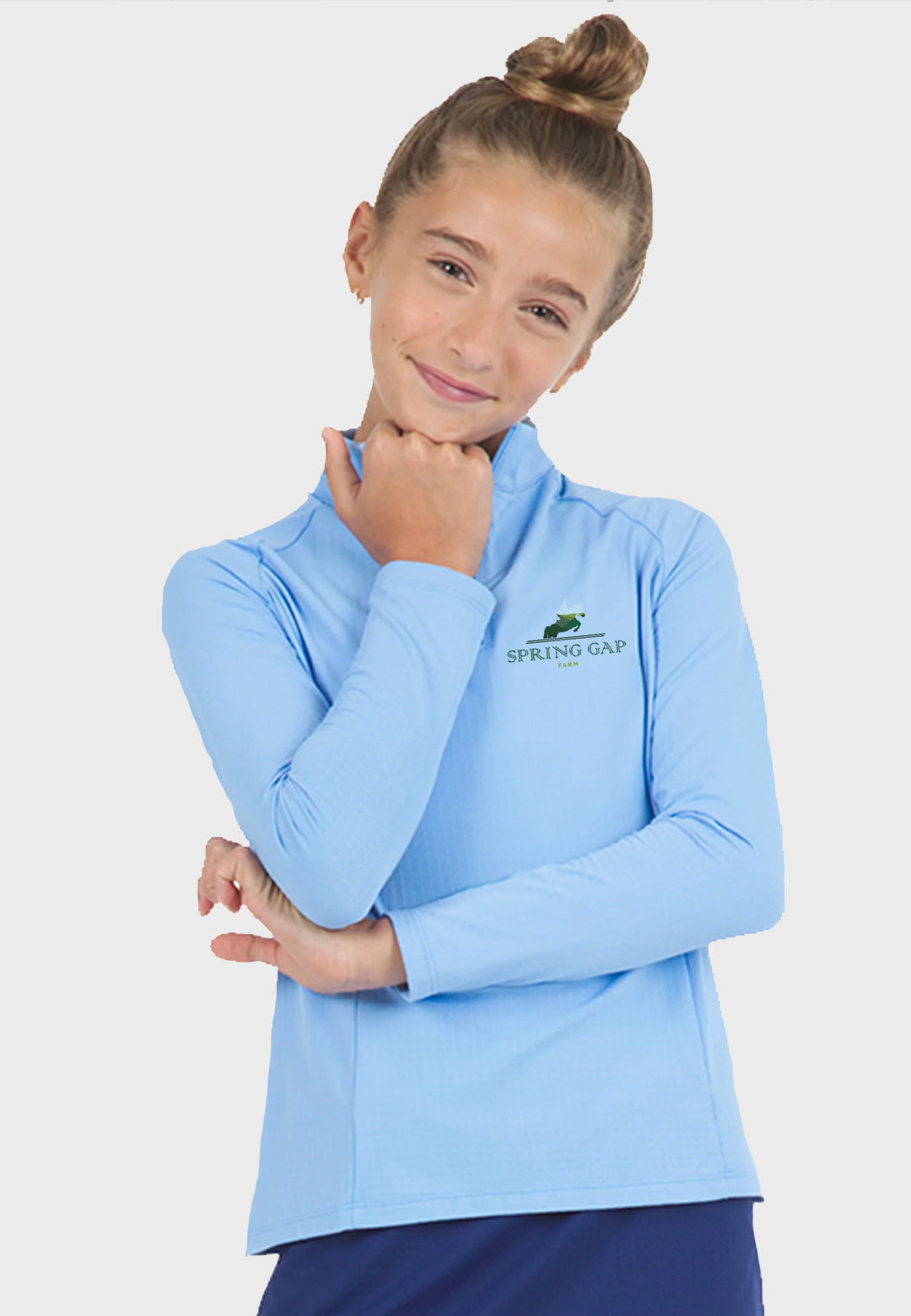 Spring Gap Farm IBKÜL's Girls Long Sleeve Zip Mock Neck - Peri