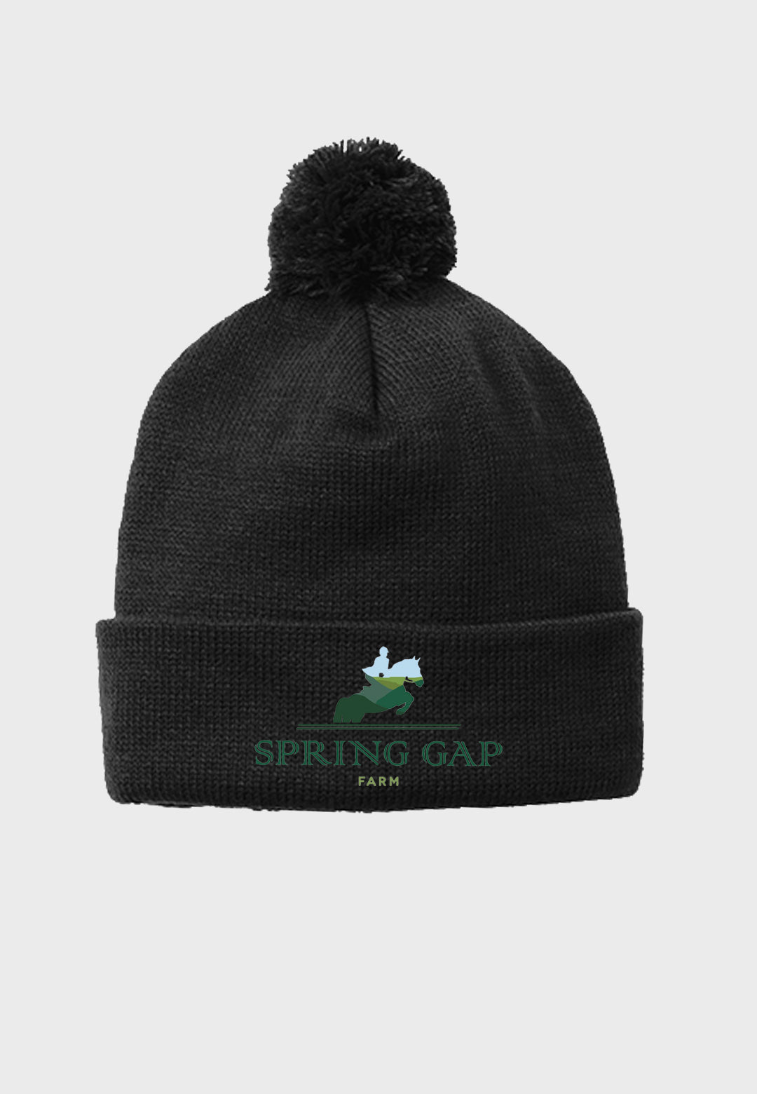 Spring Gap Farm SPORT-TEK ® SOLID POM POM BEANIE - Black