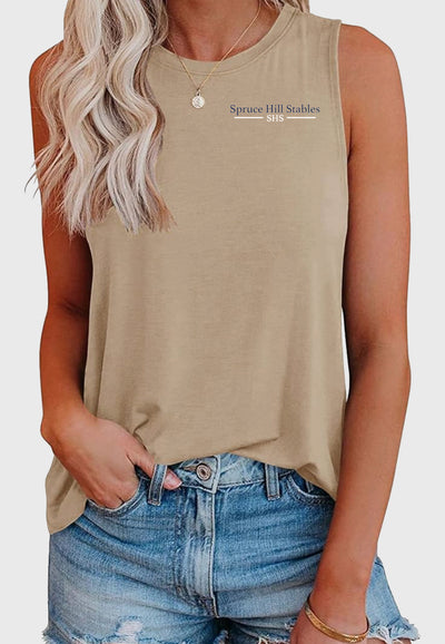 Spruce Hill Stables Smile Fish Women Crewneck Flowy Loose Fit Tank Top, 3 Color Options
