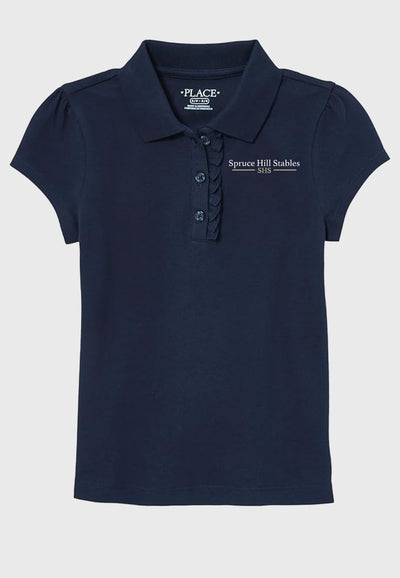 Spruce Hill Stables The Children's Place Girls' Short Sleeve Ruffle Pique Polo, 2 Color Options