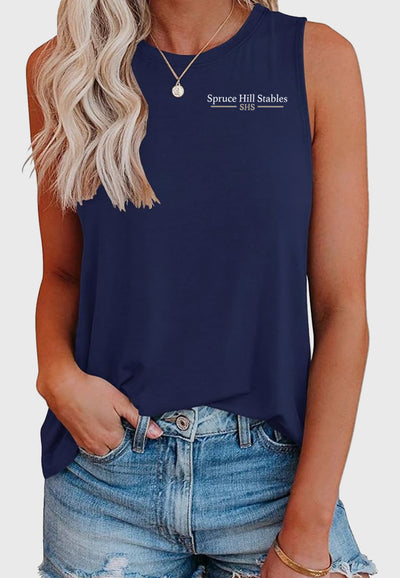 Spruce Hill Stables Smile Fish Women Crewneck Flowy Loose Fit Tank Top, 3 Color Options