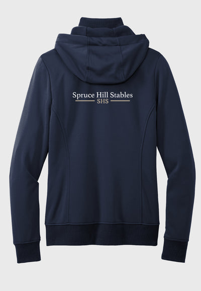 Spruce Hill Stables Port Authority® Navy Smooth Fleece Hooded Jacket, Ladies + Mens Styles