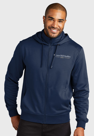 Spruce Hill Stables Port Authority® Navy Smooth Fleece Hooded Jacket, Ladies + Mens Styles