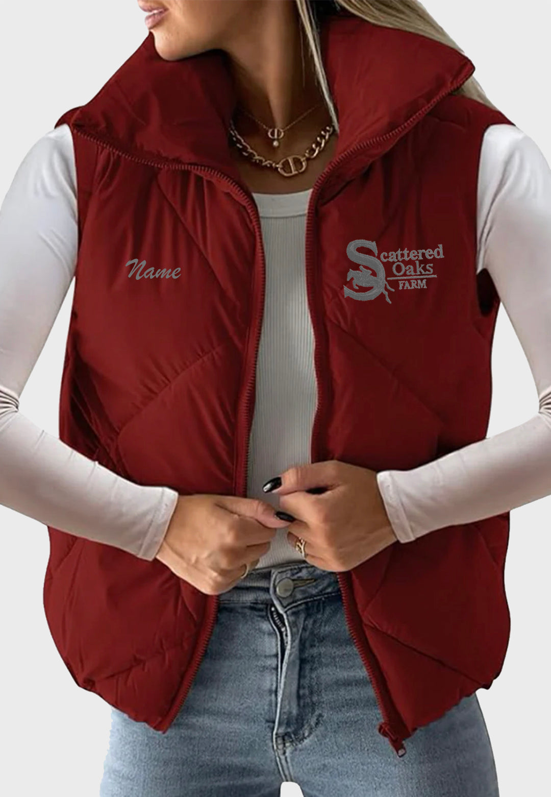 Scattered Oaks Farm Quilted Cropped Puffer Vest