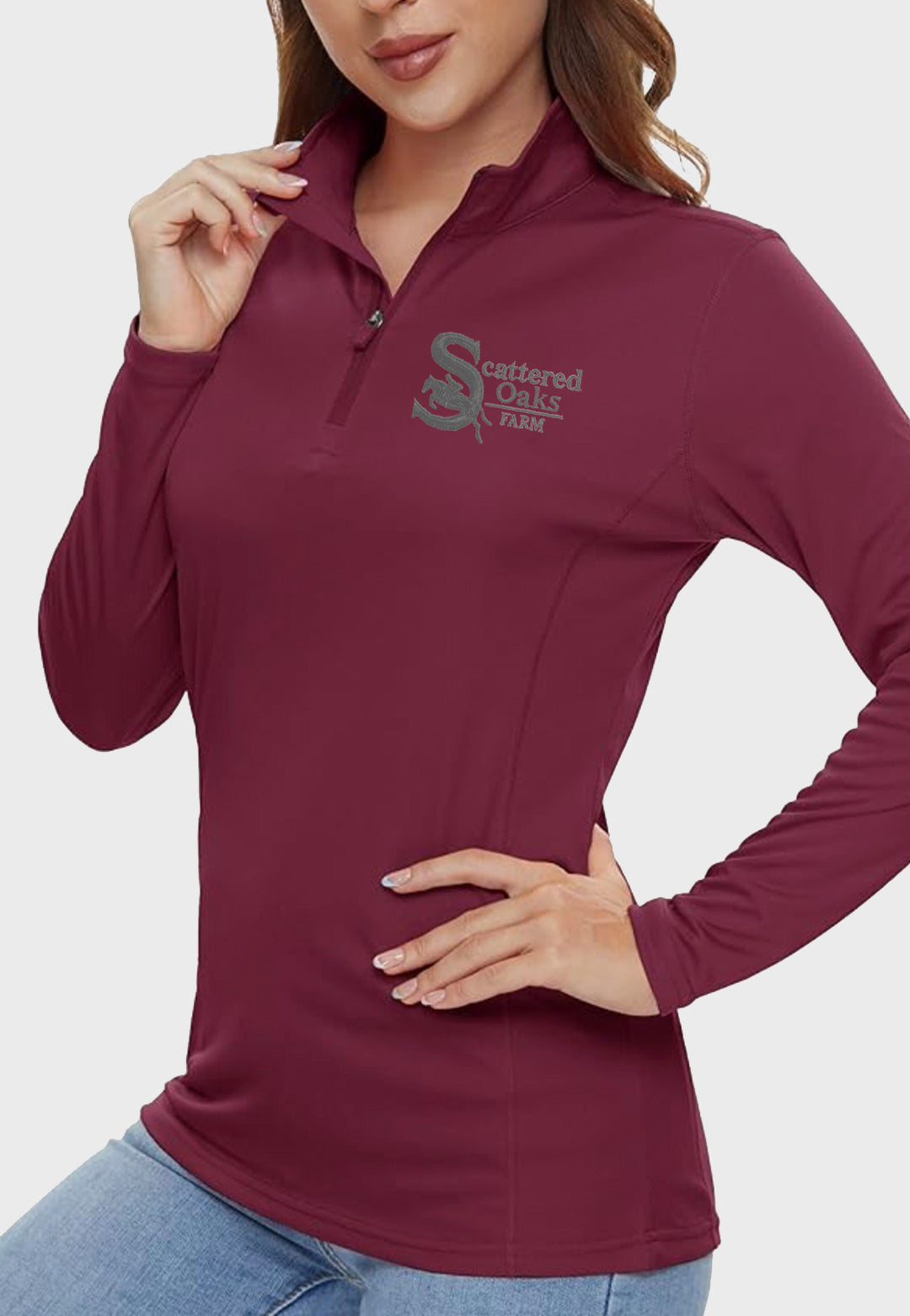 Scattered Oaks Farm TACVASEN Women's Long Sleeve 1/4 Zip Sunshirt