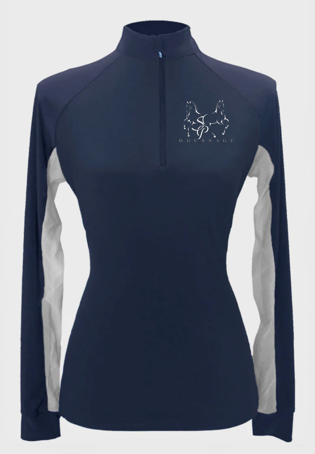 SP Dressage IAH Custom Sun Shirt - Navy with White Vents, Adult Sizes + Youth Sizes