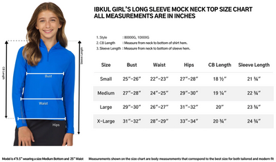 Whitebrook Farm IBKÜL's Ladies + Girls Long Sleeve Zip Mock Neck - Peri