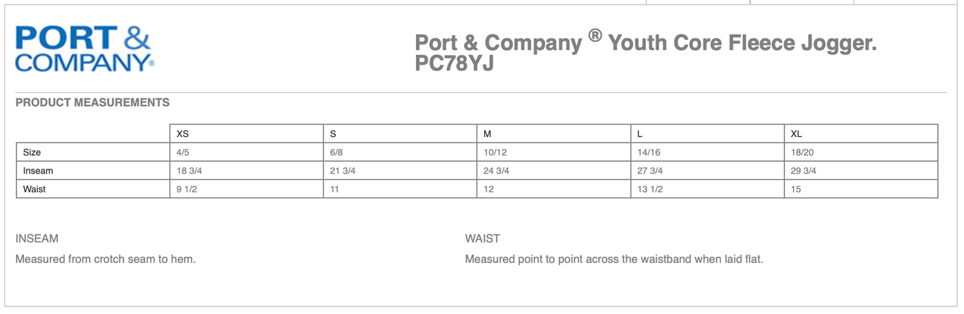 Segars Stables Port & Company ® Youth Core Fleece Jogger - 2 Color Options