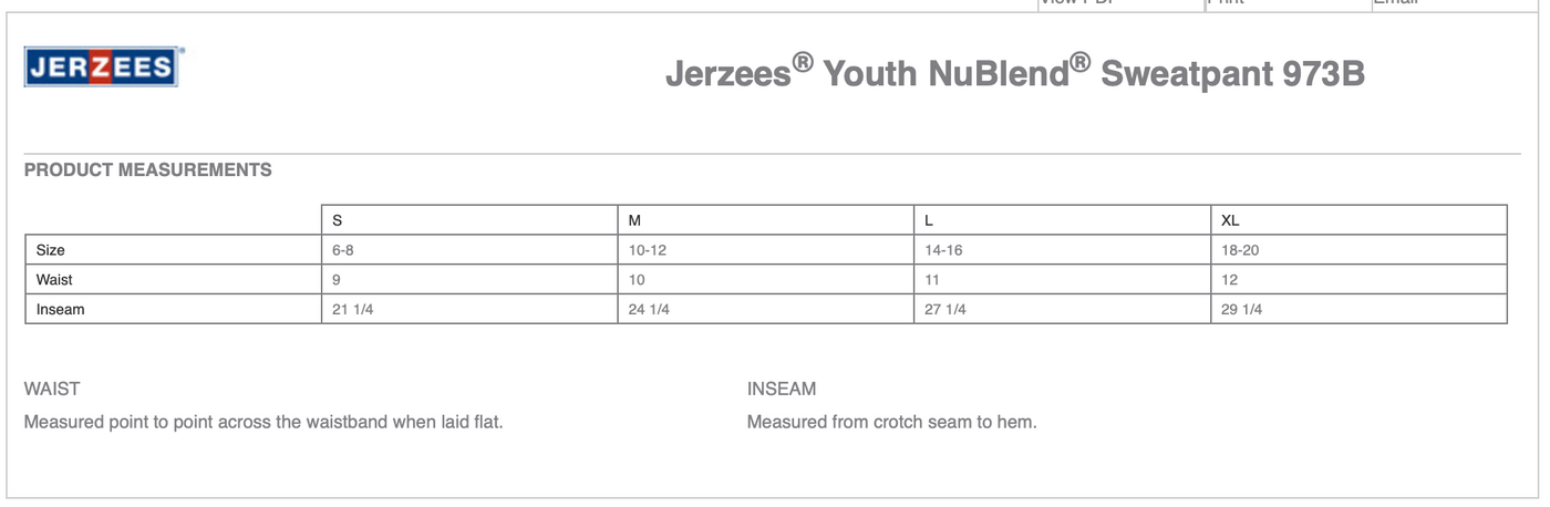 On Course Riding Academy Jerzees® Youth NuBlend® Sweatpant, 2 Color Options