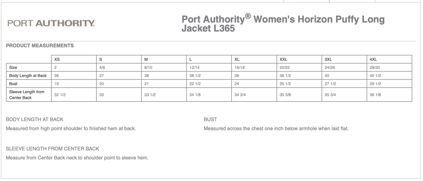 Morning Side Stables Port Authority® Ladies Horizon Puffy Long Jacket