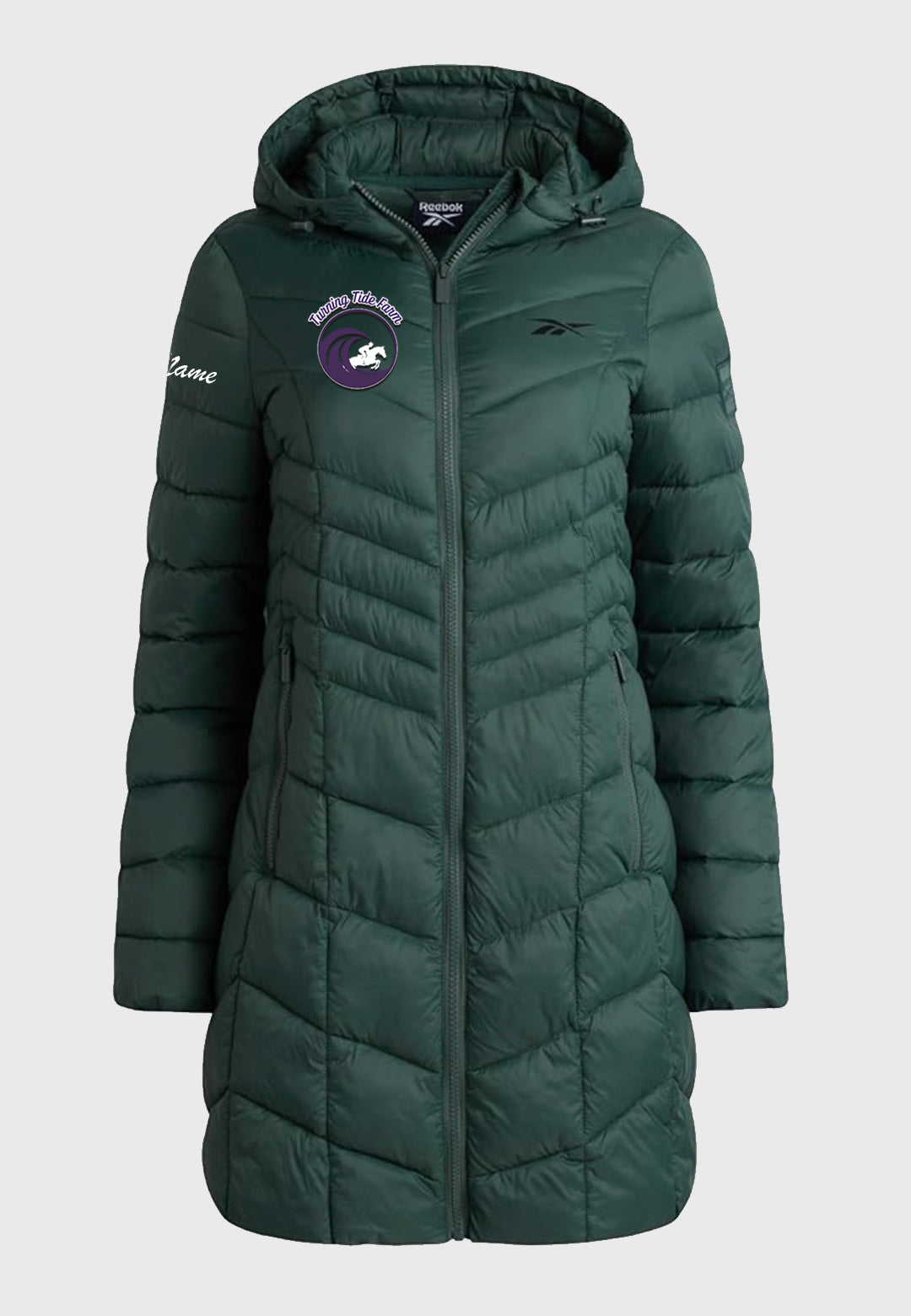 Turning Tide Farm Reebok Womens Long Puffer Jacket, 2 Color Options