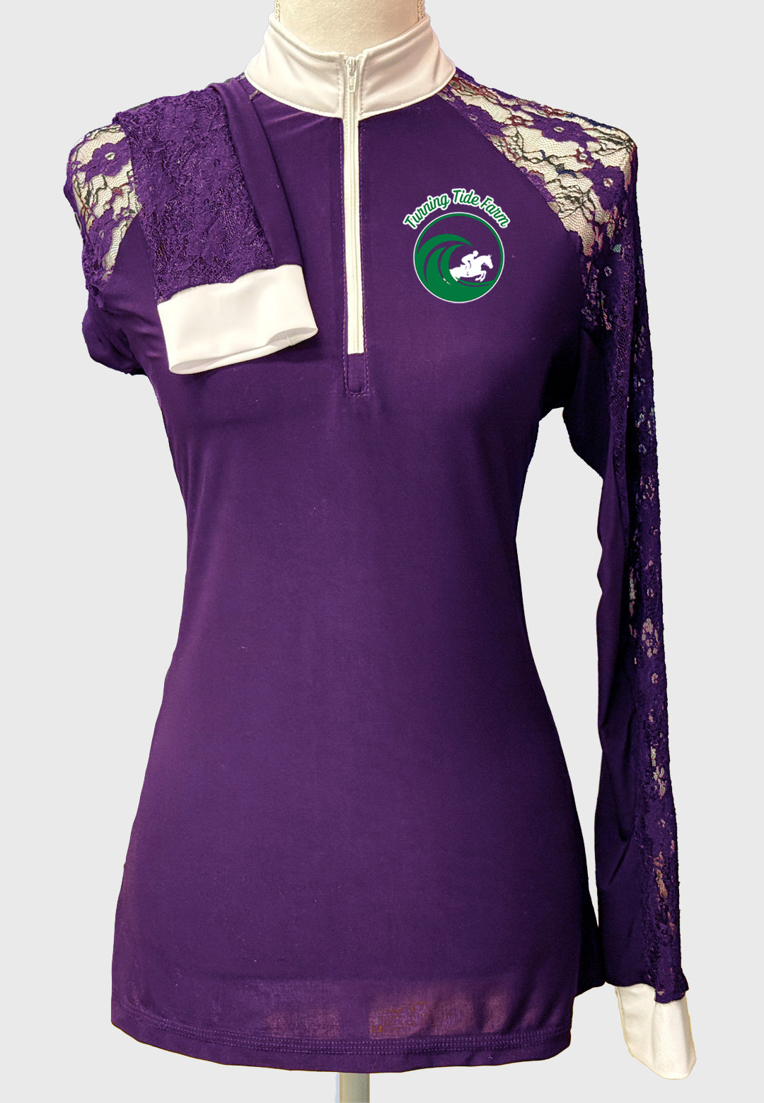 Turning Tide Farm Long Sleeve Show Shirt with Lace Sleeves, Ladies + Youth