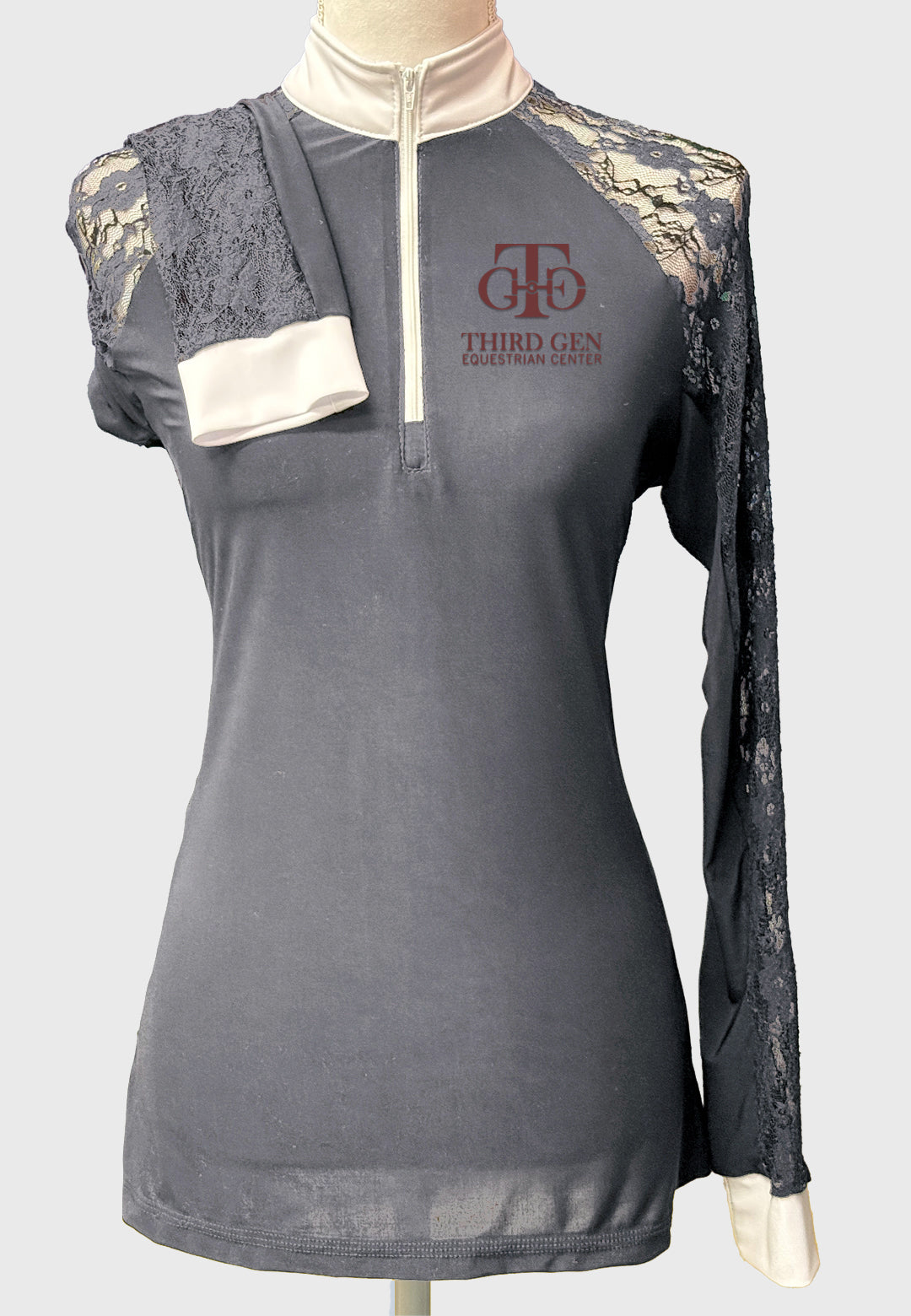 Third Gen Equestrian Center Ladies Grey Lace Show Shirt - Long/Short Sleeves