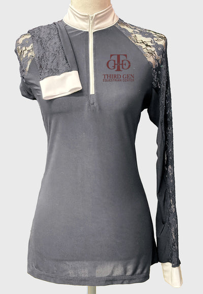 Third Gen Equestrian Center Ladies Grey Lace Show Shirt - Long/Short Sleeves