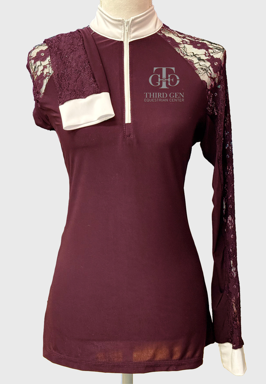 Third Gen Equestrian Center Ladies Maroon Lace Show Shirt - Long/Short Sleeves