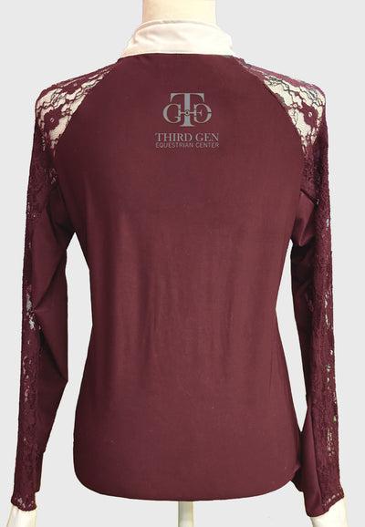 Third Gen Equestrian Center Ladies Maroon Lace Show Shirt - Long/Short Sleeves