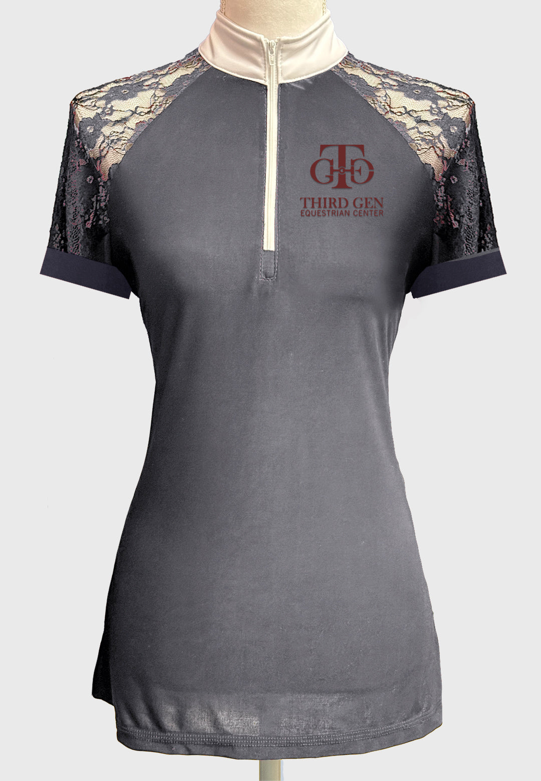 Third Gen Equestrian Center Ladies Grey Lace Show Shirt - Long/Short Sleeves