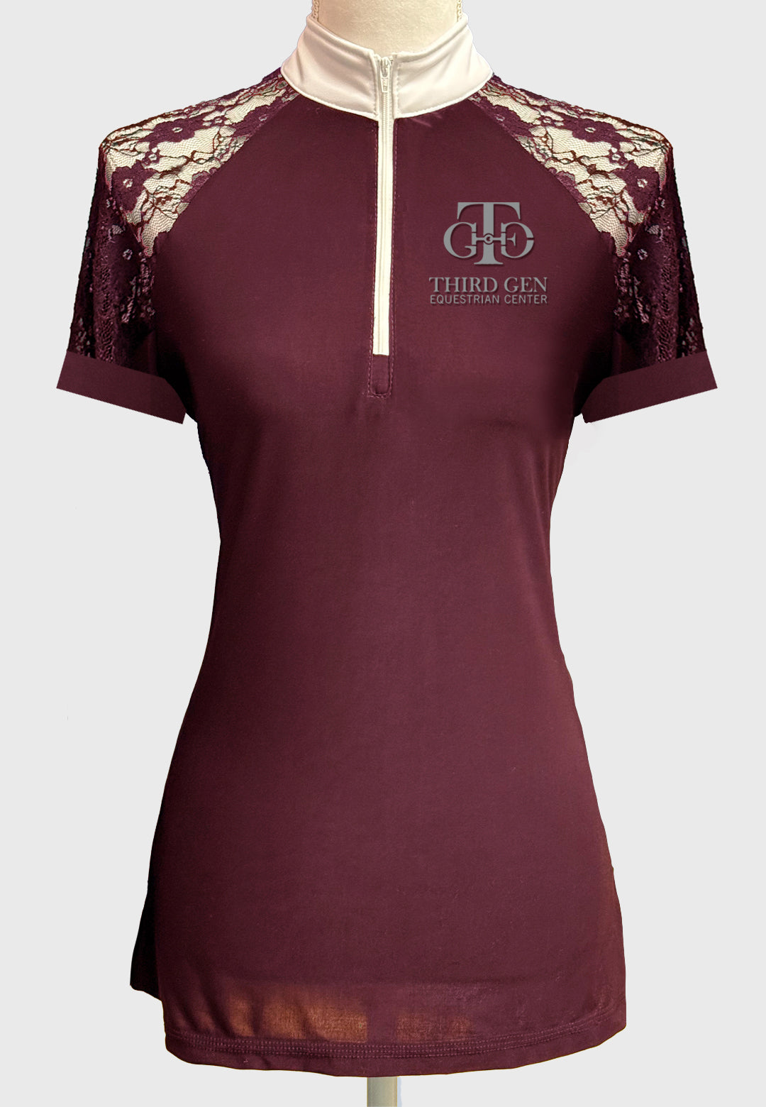 Third Gen Equestrian Center Ladies Maroon Lace Show Shirt - Long/Short Sleeves