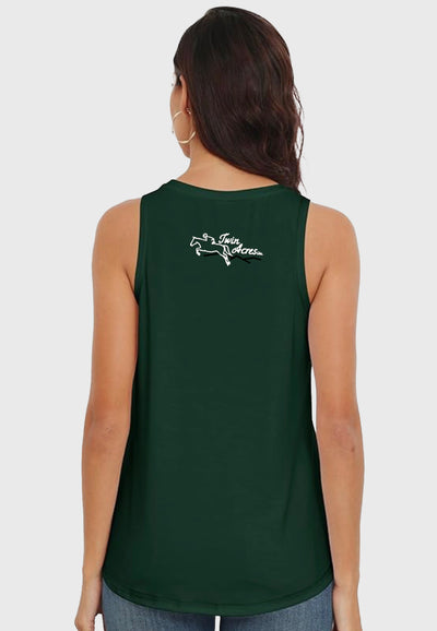 Twin Acres Smile Fish Women Crewneck Flowy Loose Fit Tank Top, 3 Color Options