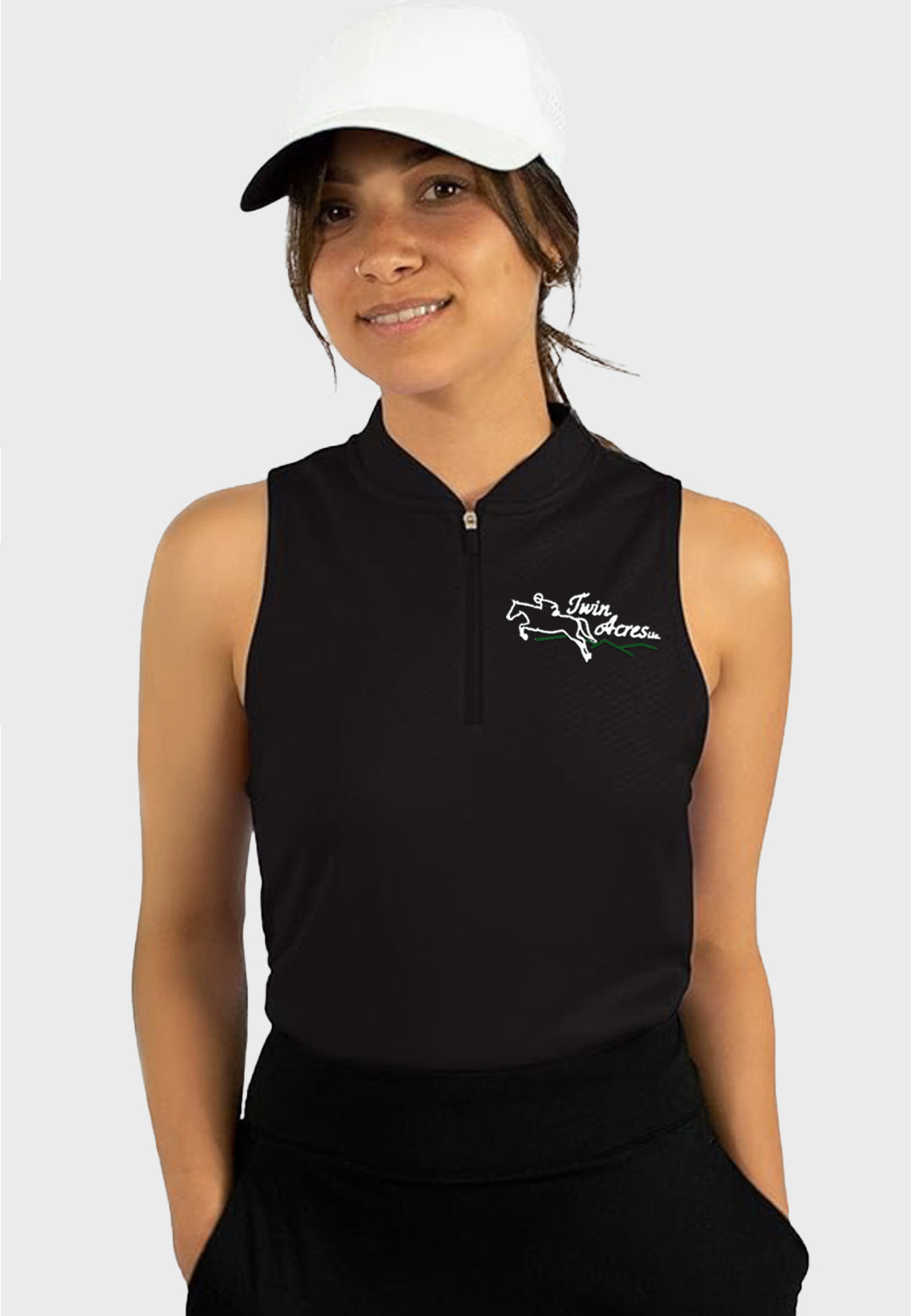 Twin Acres Three Sixty Six Ladies Sleeveless Polo with Zipper, 2 Color Options