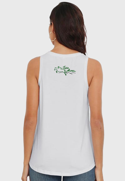 Twin Acres Smile Fish Women Crewneck Flowy Loose Fit Tank Top, 3 Color Options