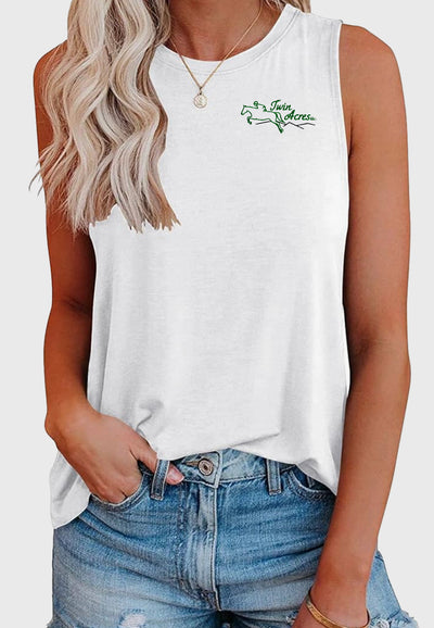 Twin Acres Smile Fish Women Crewneck Flowy Loose Fit Tank Top, 3 Color Options