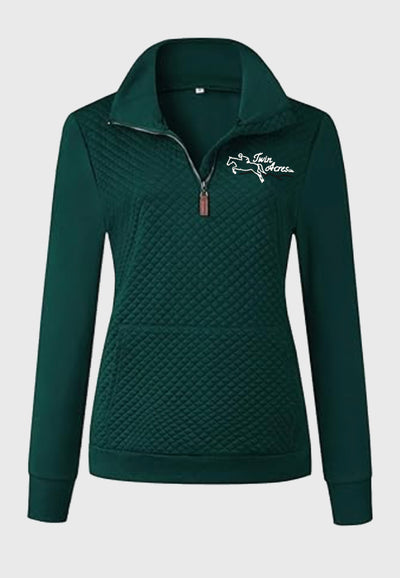 Twin Acres BTFBM Ladies Quilted 1/4 Zip Sweatshirt, 2 Color Options